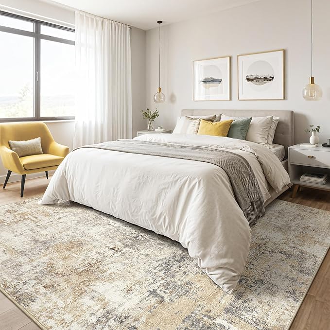 LOONGRUG 7x9 Area Rug Living Room: Machine Washable Large Abstract Soft Rugs - Image 4