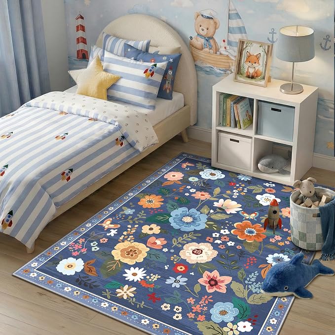 RELEANY Floral 4x6 Area Rugs Washable Print Boho Cute Carpet Non Slip Flower - Image 6