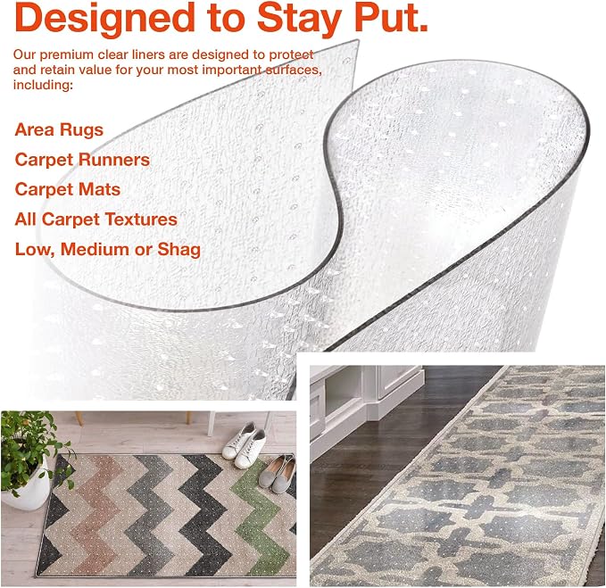 Clear Carpet Runner, USA Made, 24 x 48 Inch, 2mm Thick Cleated Vinyl, Plastic - Image 6