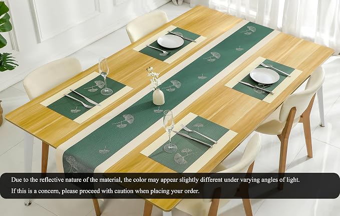 PIGCHCY Elegant Placemats with Matching Table Runner, Washable Durable Plastic - Image 7