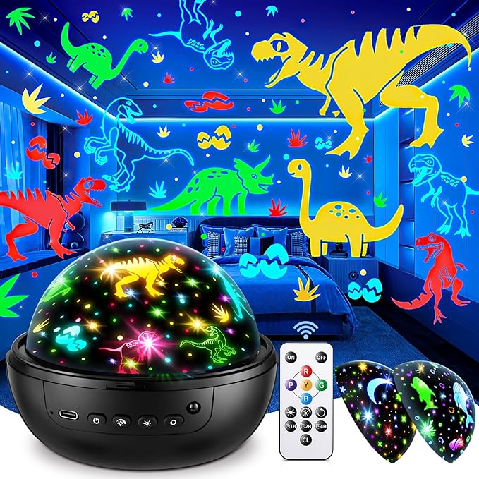 Dinosaur Toys for Kids 3-8 | 3D Films & 31 Colors & & 360° Rotate & Timer | Dinosaur Night Light Projector Toys for 2-10 Year Old Boys Room Decor Gift for Boys Jurassic World Jurassic Park Toys
