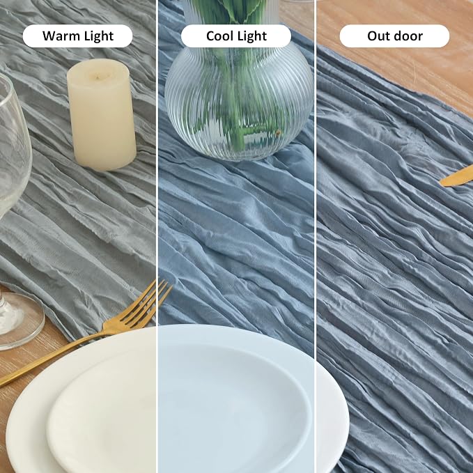 Asee'm 4pcs Dusty Blue Cheesecloth Table Runner Summer 10FT Gauze Rustic | Boho - Image 8