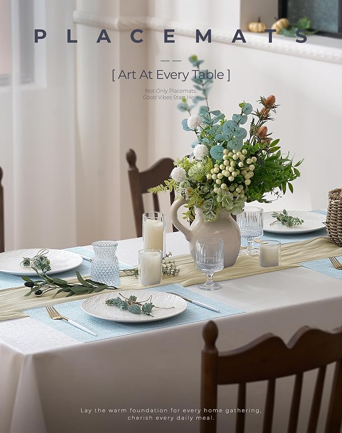 Leetaltree Soft Sky Blue Woven Placemats Set of 8 - Image 2