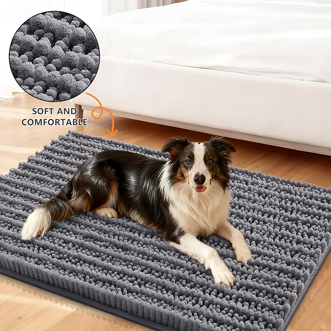 Smiry Dog Door Mat for Muddy Paws 47x24, Absorbent Dirt Trapper, Non-Slip - Image 2