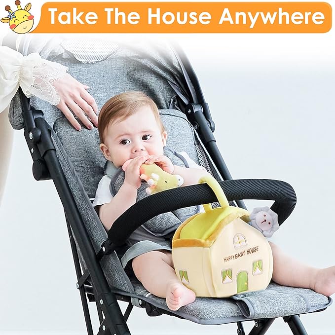 iPlay, iLearn Baby Toys 3 6 12 Month Newborn Gift, Infant Soft Jungle Stuffed Animal Rattle Plush Barn, First Birthday Basket Shower Stuffer, Boy Girl Sensory Hand Development Toy 2 4 7 9M 1 Yr-Jungle