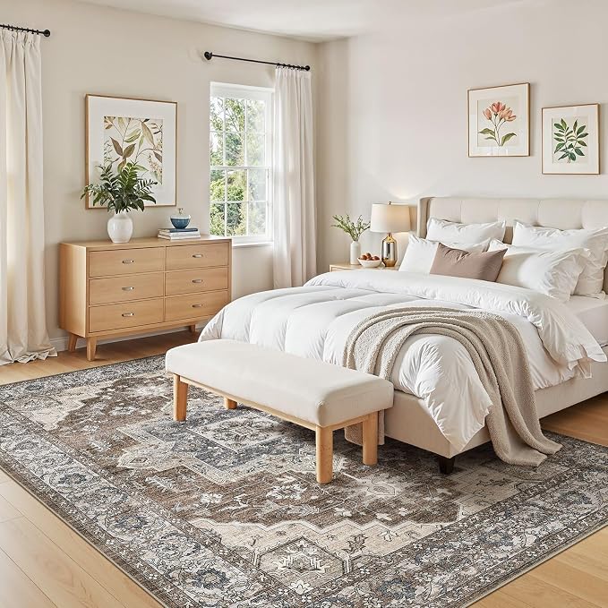 10x12 Area Rugs Living Room: Washable Vintage Rug Large Non-Slip Stain - Image 3