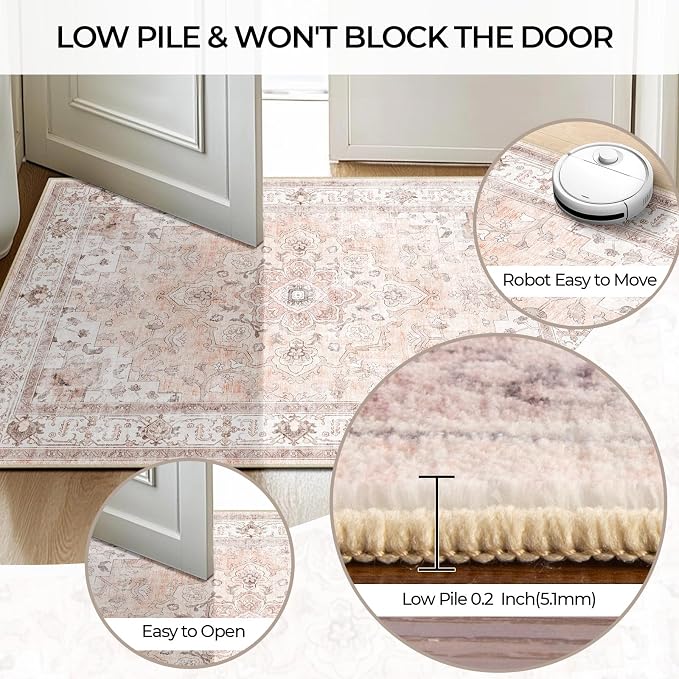 CAPALOCA Machine Washable Rugs Nursery Rug 5x8 Cute Girl Non Slip Low Pile - Image 7