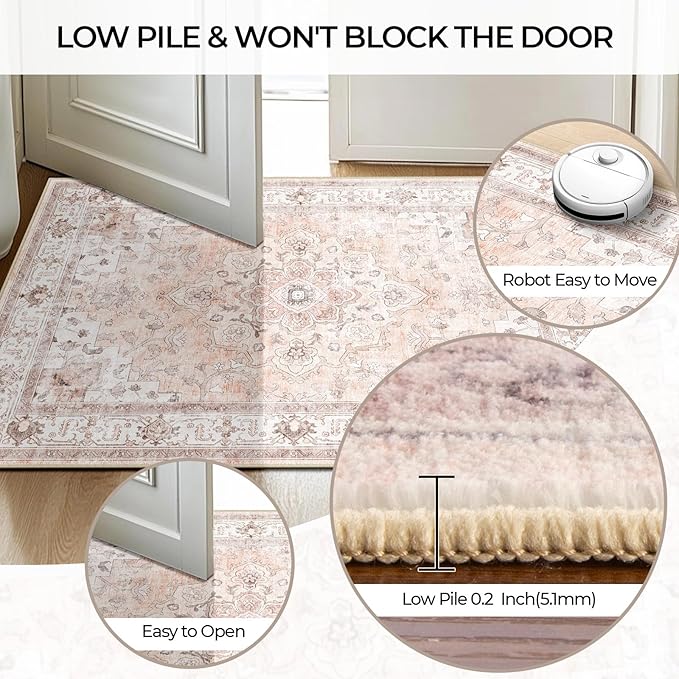 CAPALOCA Machine Washable Rugs Nursery Rug 2x6 Cute Girl Non Slip Low Pile - Image 6