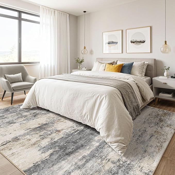 3x5 Rug for Living Room: Washable Large Abstract Modern Soft Rugs Stain - Image 4