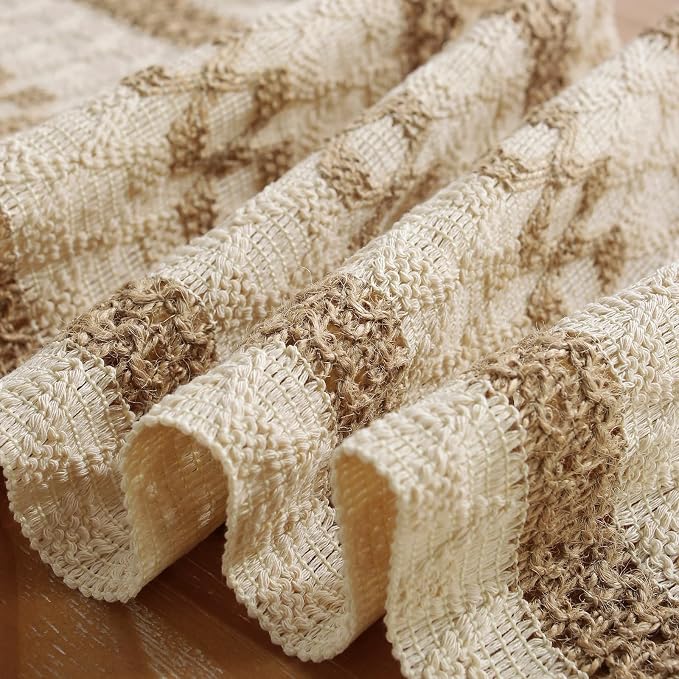 Boho Summer Table Runner with Tassels 12 x 72 Inches Long, Cream & Brown Rustic - Image 5