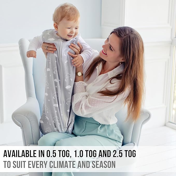 Baby Sleep Sack 1.0 TOG, Organic Cotton Baby Wearable Blanket with Two-Way Zipper, Swaddle Transition Baby Sleeping Bag, All-Season Sleep Sack for Newborn Infant Toddler Boy Girl, 2-Pack, 6-12 Month