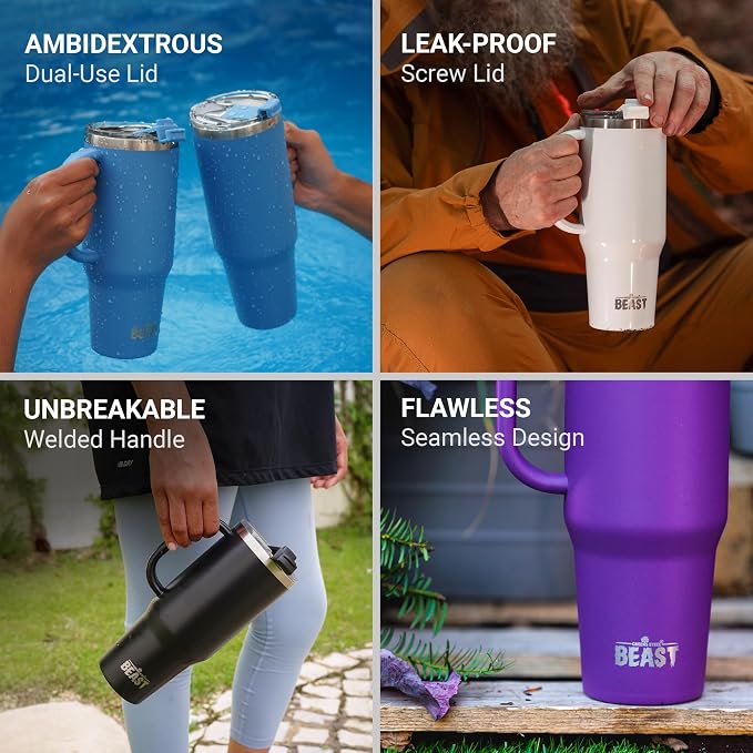 Beast 50 oz Tumbler with Handle Stainless Steel Vacuum Insulated Coffee Ice Cup - Image 4