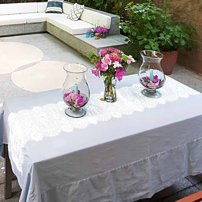 20 Pcs White Lace Table Runners 14 x 120 Inch - Image 4
