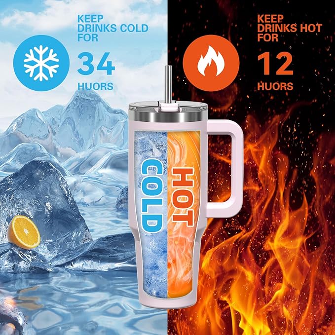 20 oz Tumbler with Handle, Tumbler with Lid and Straw, Double Wall Insulated - Image 3