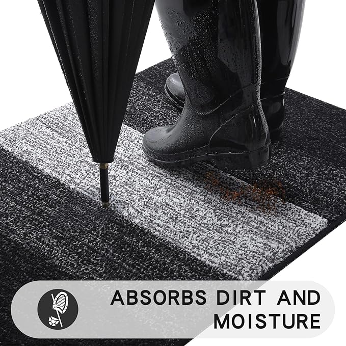 Kitinjoy Indoor Outdoor Door Mat, 47x17 Non-Slip Absorbent Dirt Trapper - Image 2