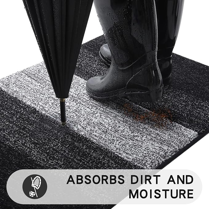 Kitinjoy Indoor Outdoor Door Mat, 50x30 Non-Slip Absorbent Dirt Trapper - Image 2