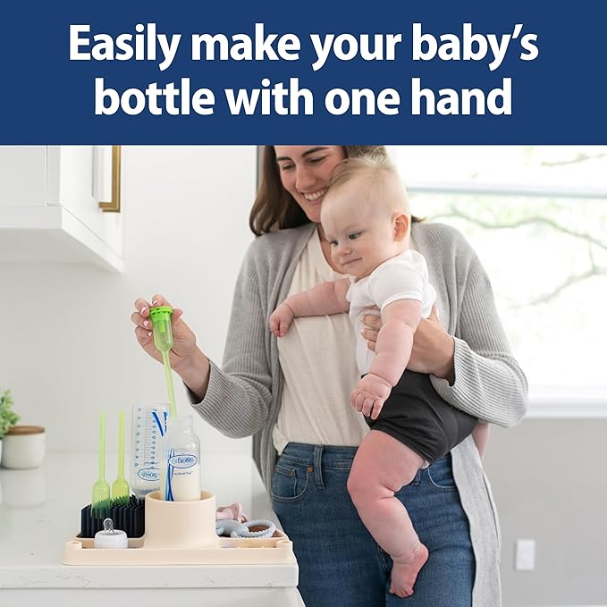 Dr. Brown's 2-in-1 Dry & Prep Silicone Mat, Silicone Baby Bottle Drying Mat with Removable Pegs for Baby Essentials, Built-in Bottle Prep, BPA-Free