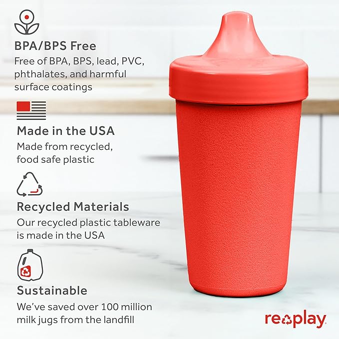 Re-Play Sippy Cups for Toddlers - 10 Oz. Reusable Spill Proof Cups for Kids, Dishwasher/Microwave Safe - Made in USA - Set of 3-3.13" x 6.25" - Patriotic