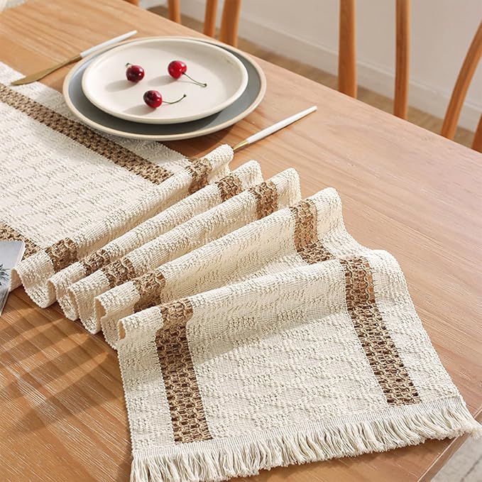 Boho Table Runner for Home Decor 144 Inches Long Farmhouse Macrame Table Runner - Image 3