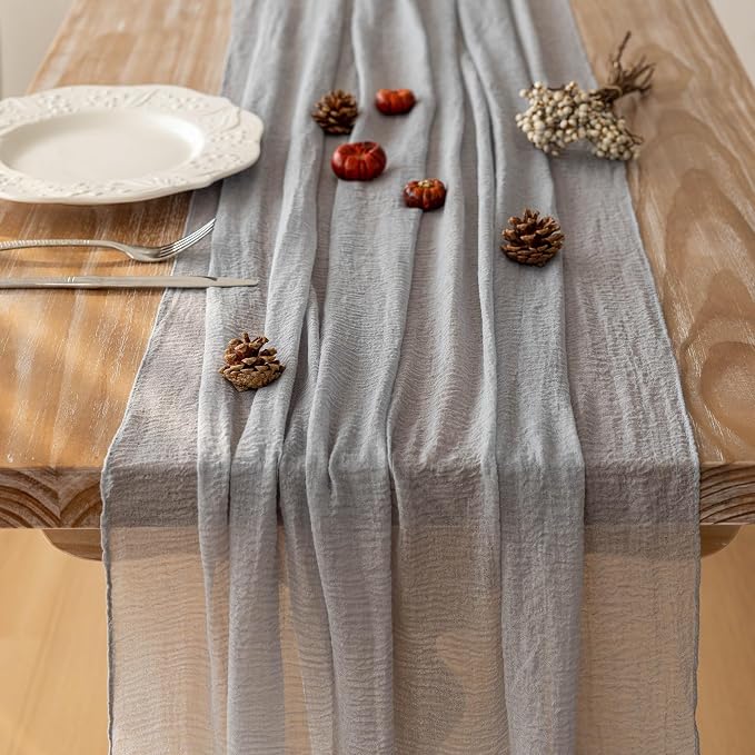 Dusty Blue Cheesecloth Table Runner 120 Inches - Image 4