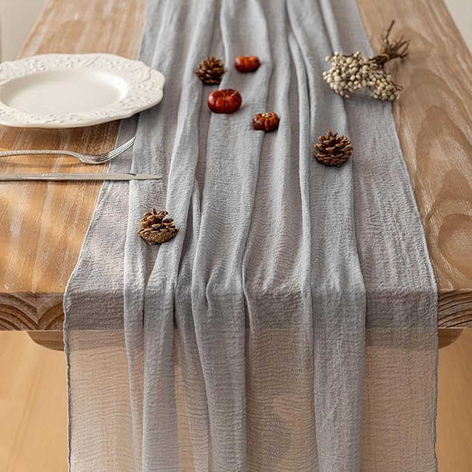 6Pcs Dusty Blue Cheesecloth Table Runner 120 Inches - Image 5
