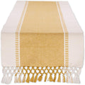 DII Dobby Stripe Table Runner, Honey Gold & Cream Background by DII
