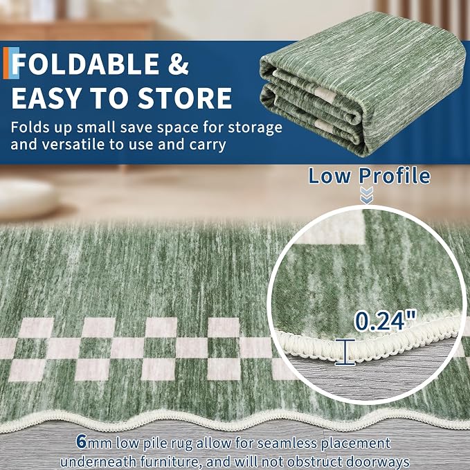 GarveeHome Scalloped Washable Rug 9x12 Area Rug - Image 4
