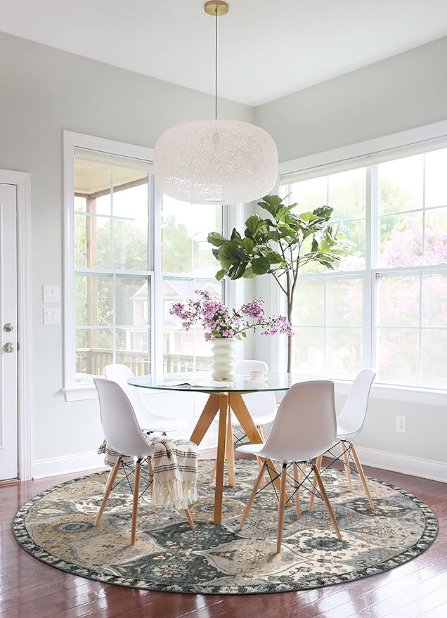 Lahome Moroccan Washable Round Rug 5ft, Soft Vintage Circle Rug - Image 7