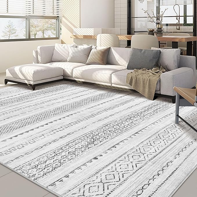 Nakagishi 9x12 Area Rug Living Room: Washable Boho Large Neutral Modern Soft by NakagishiAreaRug