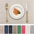 Vinyl Placemats Set of 4, PVC Woven Washable Non-Slip Table Mats, Heat by LANDVIEW
