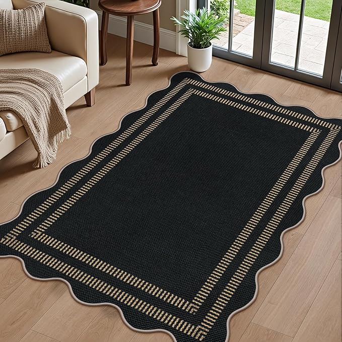 Modern Easy Jute 3x5 Outdoor Patio Rug, Farmhouse Neutral Non Slip Carpet by LORWER