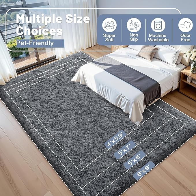 OLANLY 5x5 Area Rugs for Living Room Bedroom, Machine Washable Soft Fluffy - Image 9