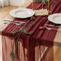 10Pcs Burgundy Cheesecloth Table Runner 120 Inches by KEKETOARRANGE