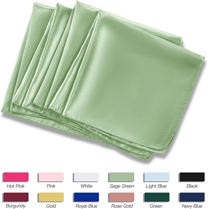 P Pothuiny 12 Pcs Sage Green Satin Napkins 17 x 17 in, Satin Cloth Napkins | - Image 6
