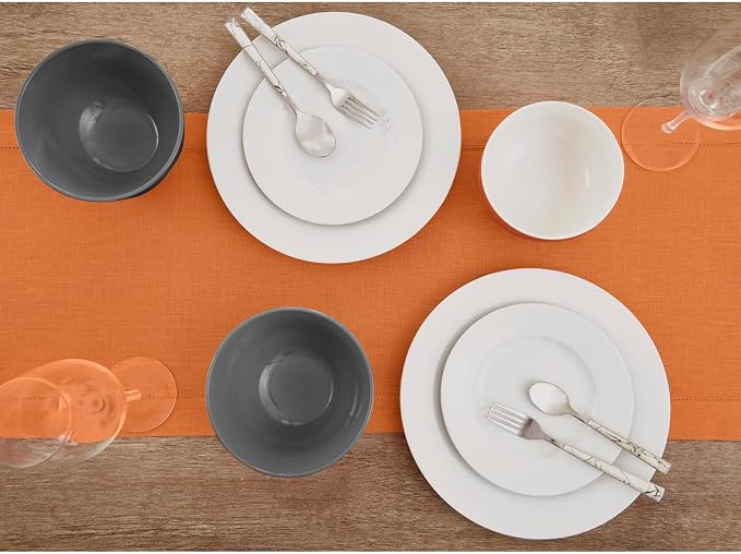 Solino Home 100% Pure Linen Table Runner Pumpkin Hemstitch, 14 x 144 in | - Image 3