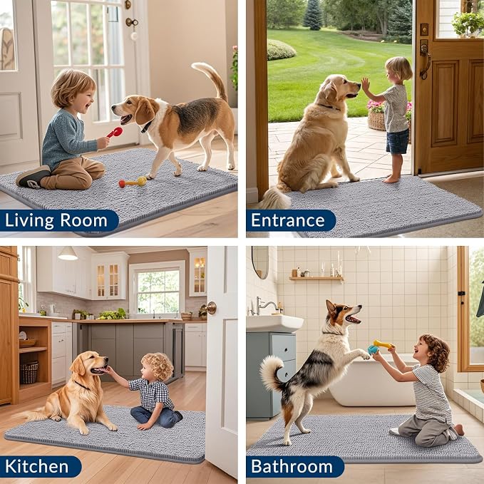 Smiry Dog Door Mat for Muddy Paws 54x24, Absorbent Dirt Trapper, Non-Slip - Image 7