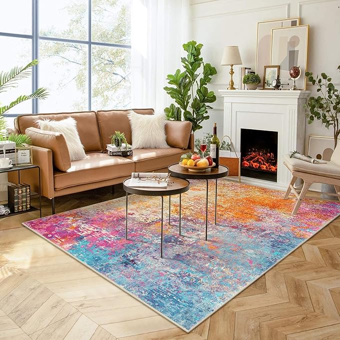Lahome Modern Abstract Washable 5x7 Area Rugs - Image 3