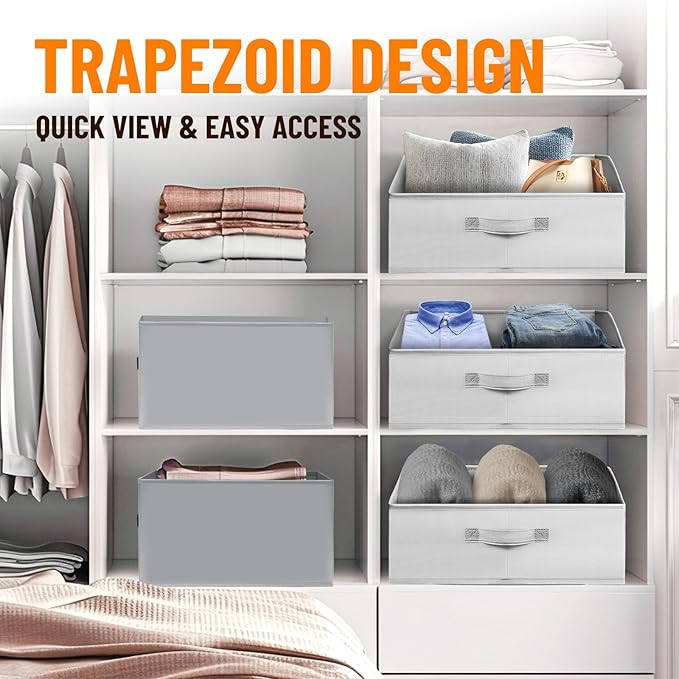 Extra Large Closet Organizers Bins 4 Pack - Blanket Basket for Organizing/Home Clothes Storage Bins for Jeans/Toy Organizers for Nursery/Wardrobe Shelf Closet Organization for Purse Hats Towel