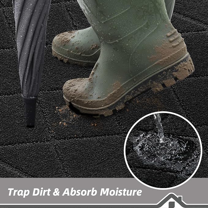 BEQHAUSE Dirt Trapper Door Mat 24" x 36", Doormat Non-Slip Entryway Rugs - Image 3