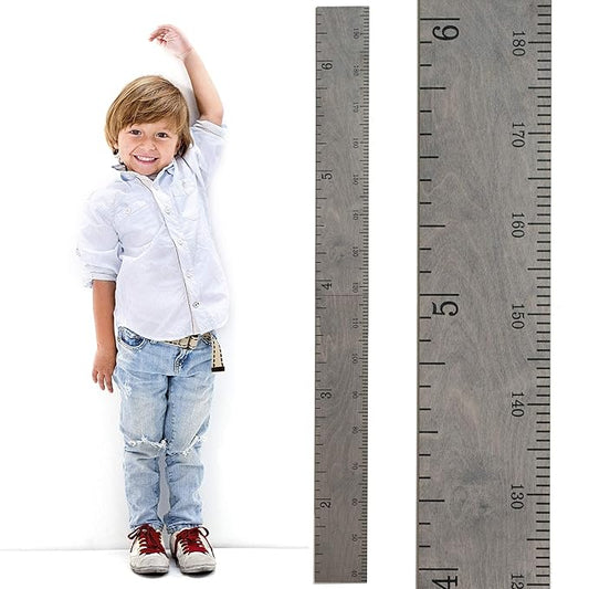 Height Ruler for Wall - Child Height Wall Chart, Height Chart for Kids Growth Chart for Wall Growth Chart Wood, Wooden Growth Chart for Wall - Gray w/Inches - 63"x5.75"