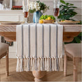 Caflife Boho Table Runner 90 Inchs Long Grey and Beige, Cotton and Linen Woven by Caflife