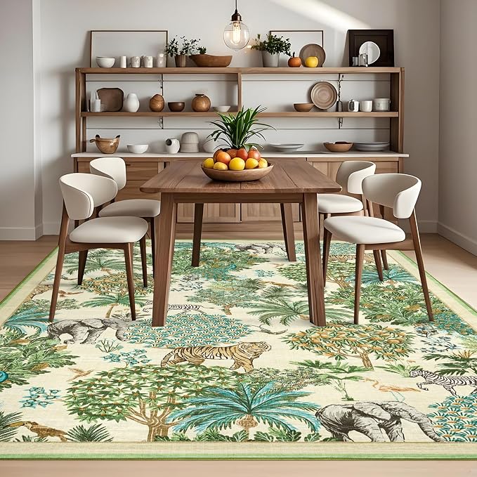 GarveeHome Jungle Animal Print Rug 5x7 Washable Area Rugs - Image 8