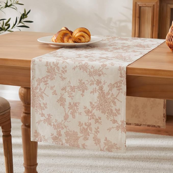 French Pastoral Farmhouse Table Runners, 13x60 Inch Taupe | 100% Organic Cotton - Image 7