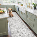 Floral Hallway Runner Grey Carpet Non-Slip, 2x10 Washable Rug Ultra-Thin Soft by WelcometoBabovid