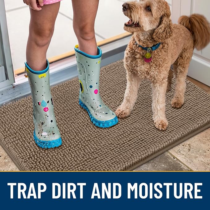 Smiry Dog Door Mat for Muddy Paws 40x24, Absorbent Dirt Trapper, Non-Slip - Image 3
