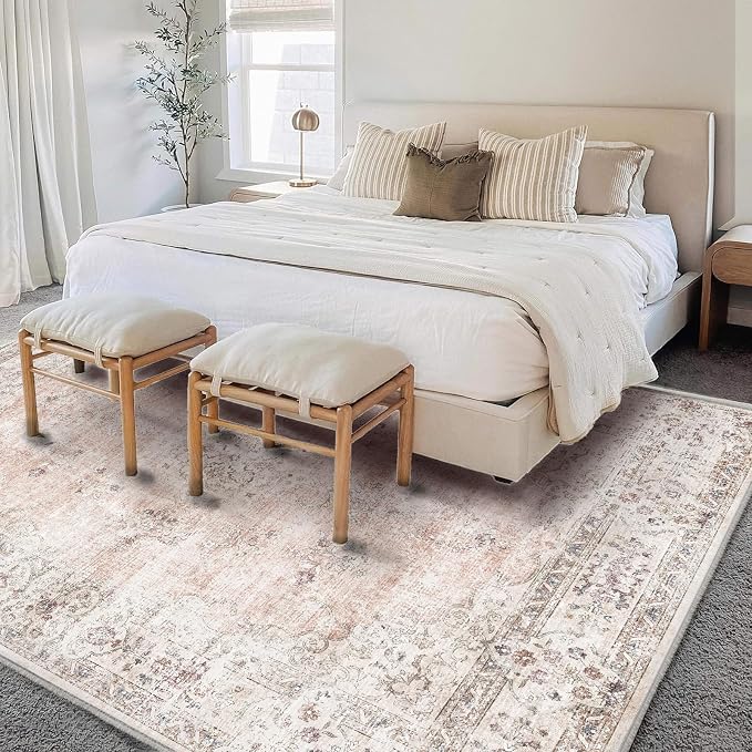 CHAMPLANT Washable Area Rug 3'x5' Vintage Traditional Floor Cover Foldable Thin - Image 2
