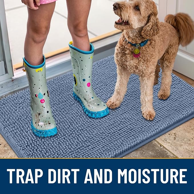 Smiry Dog Door Mat for Muddy Paws 24x16, Absorbent Dirt Trapper, Non-Slip - Image 3