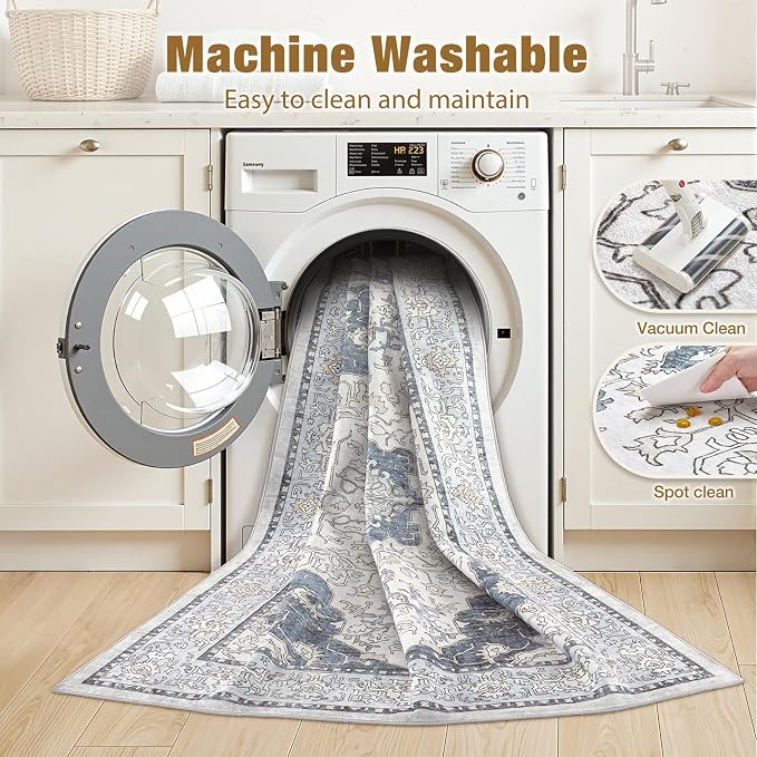 cotiled 3x5 Area Rug Machine Washable Vintage Carpet - Image 3