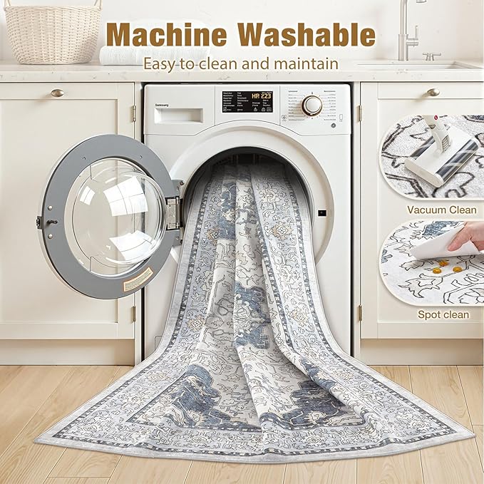 cotiled 4x6 Area Rug Machine Washable Vintage Carpet - Image 3