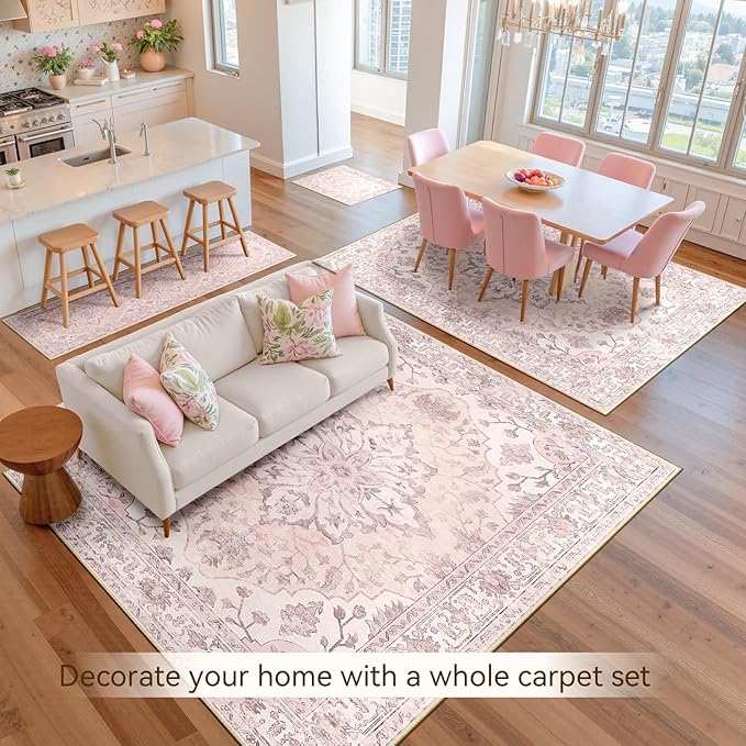 RELEANY Area Rugs Runner 2'x6' Washable Non-Slip, Floral Vintage Distress - Image 9